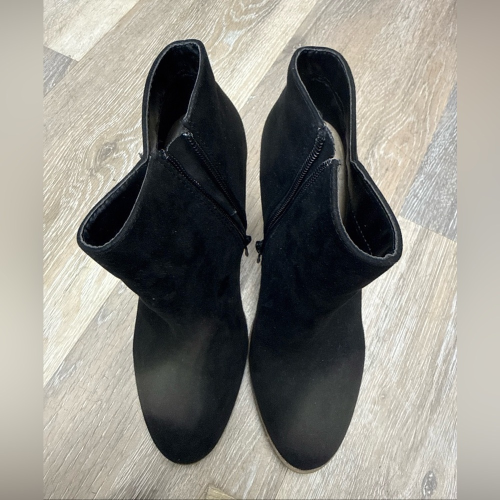 Just Fab Ankle Boots Solid Black Pointed Toe Block Heel Size 7.0 women's